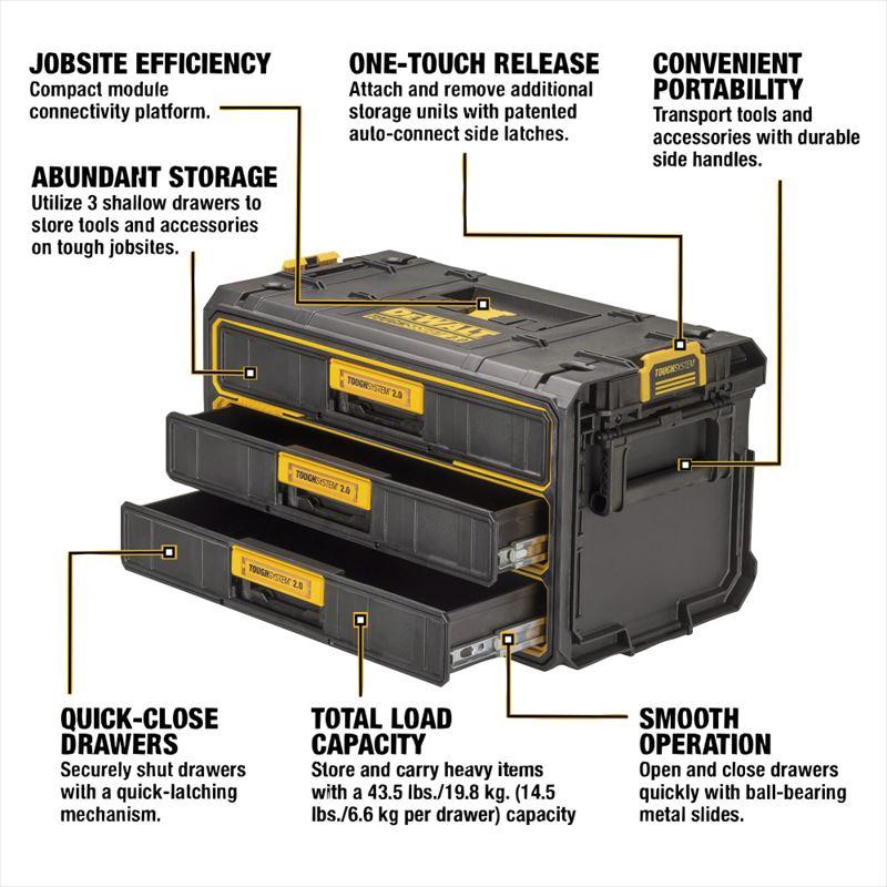 DEWALT デウォルト DWST08330-1 タフシステム2.0 3段引き出し DEWALT デウォルト DWST08330-1 タフシステム2.0 3段引き出し