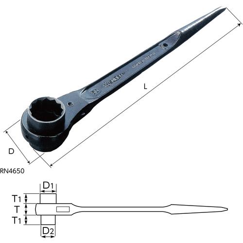 トップ　両口ラチェットレンチ　32×35 プロ仕様 スーパー 両口ラチェットレンチ(爪式)六角対辺:32×35 RN-3235 : 工具