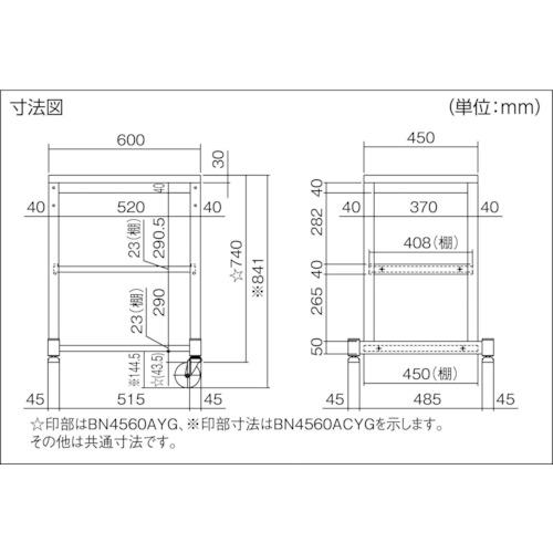 トラスコ TRUSCO BN型小型作業台 450X600 キャスター付 ヤンググリーン色 BN4560ACYG