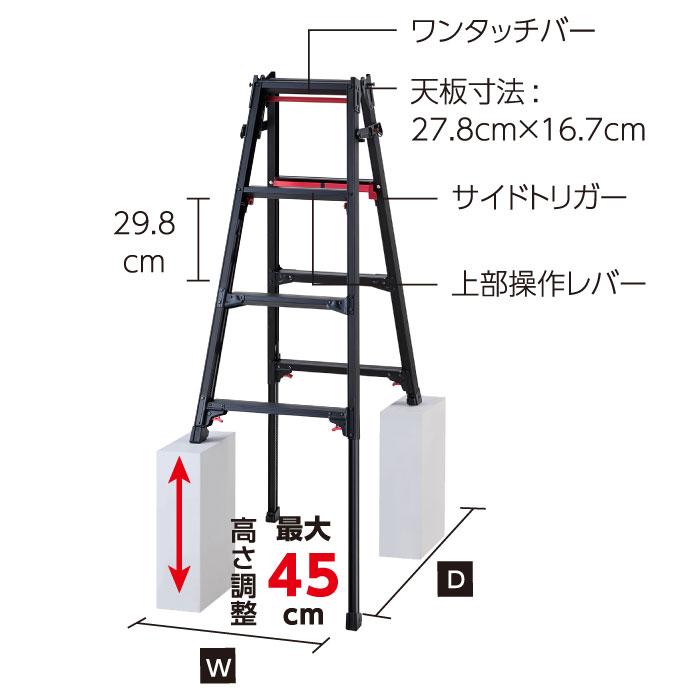 長谷川工業 はしご兼用脚立 RYRLB-12 4段 4尺 シャガマンブラック 伸縮