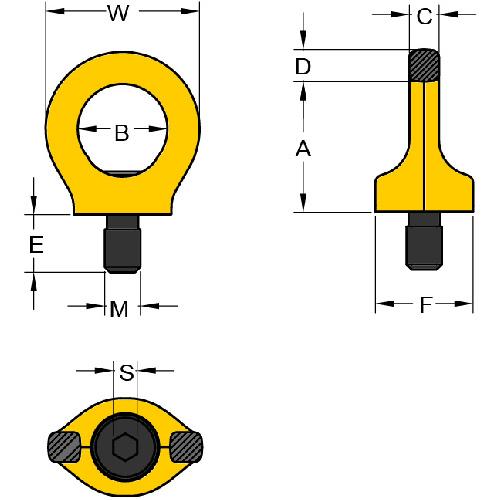 YOKE　キー付きアイポイント　M48　(1個)　品番：8-291K-120　32t