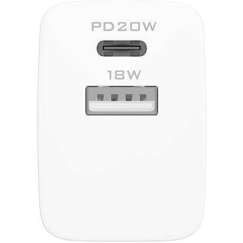 オウルテック コンパクト&高出力 しかも2台同時充電 USB Type-C & Type-A搭載ACアダプター(1個) 品番：OWL-APD20C1A1-WH｜kouguland｜03