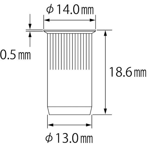 エビ　ローレットナット(薄頭・スティール製)　板厚4.0　品番：NSK10MR　M10×1.5(500個入)　(1箱)