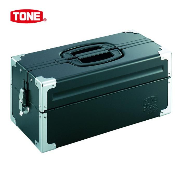 TONE（トネ） BX322BK スチール製工具箱 ツールケース(メタル) V形2段式 マットブラック 外形寸法195mm (1個) : 工具 ...