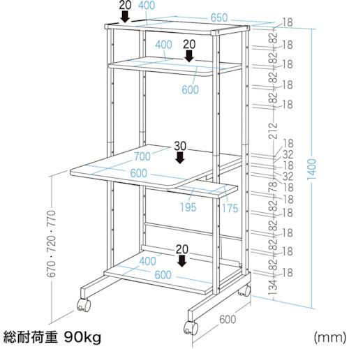 サンワサプライ RAC-EC12N2 パソコンラック (1台)_2