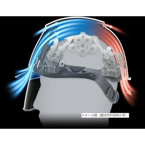 タニザワ(谷沢) エアライト搭載遮熱ヘルメット ST#1830-JZ2(EPA) 二層構造高通気タイプ 溝付 ABS製 透明ひさしグレー 帽体ホワイト (1個) 1830-JZ2-V2-SNW9-J｜kouguland｜04