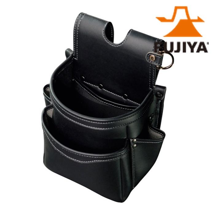 フジ矢 AB-22BG 腰袋2段(黒金)LIGHT PU LEATHER SERIES (1個) : 工具