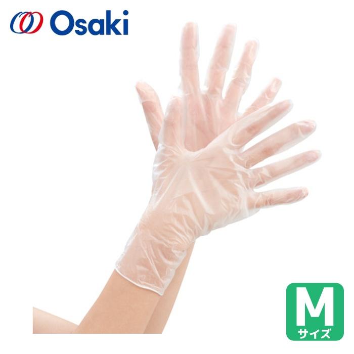 オオサキメディカル プラスハート プラスチック手袋ソフト パウダーフリー M 透明 100枚入 (1箱) 70008