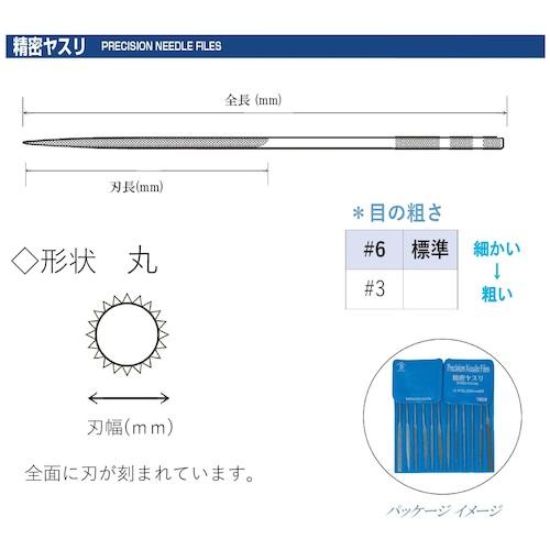 ツボサン TSUBOSAN MA01253T 精密ヤスリ 12本組 丸 #3(#6より荒い) (1S)_1