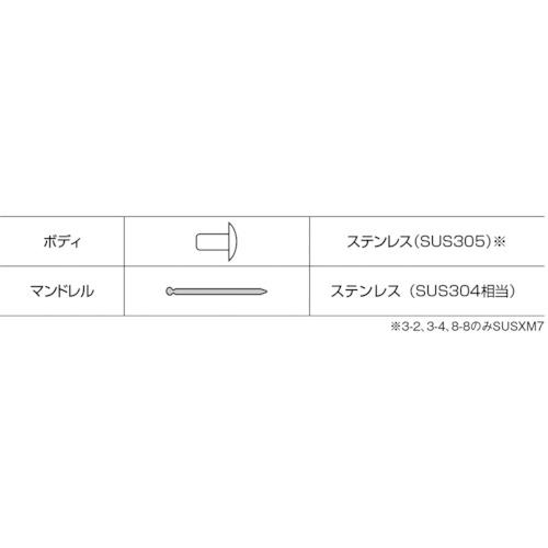 クリアランス廉価 エビ ブラインドリベット(ステンレス/ステンレス製) 3-2(1000本入) 箱入 (1箱) 品番：NST32