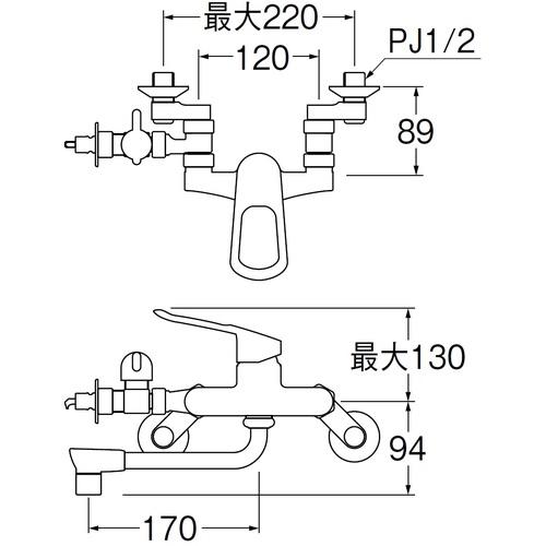 SANEI 三栄水栓 K17111ED-13 シングル分岐混合栓 分岐バルブ付き 食洗器接続 エコ パイプの長さ190mm (1台)_1