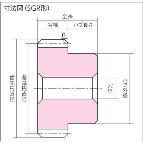 メーカー直配送 KG 歯研平歯車SGRシリーズ SGR2.5S36B-2520 (1個) 品番：SGR2.5S 36B-2520
