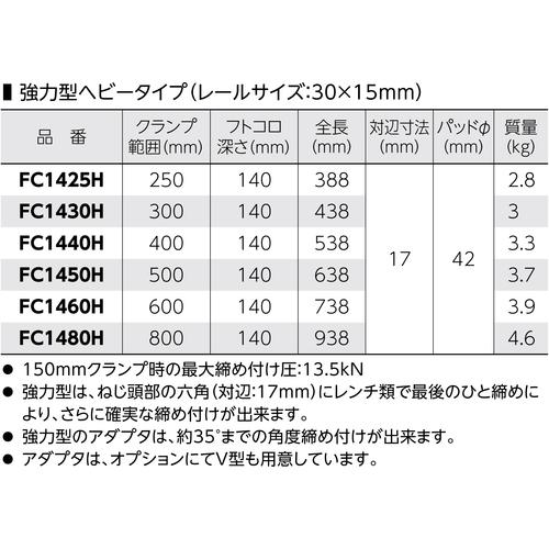 スーパーツール FC1450H L型クランプ(強力型ヘビータイプ)フトコロ深さ:140mm クランプ範囲:500mm (1丁)_1