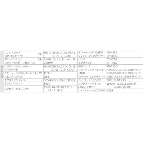 TONE トネ CS311C 整備用工具セット シャッター付サービスボード 工具一式のみ 65点セット (1S)_1