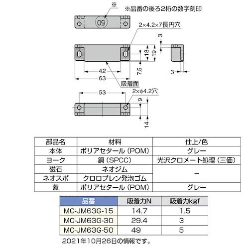 スガツネ工業 (140050153)MC-JM63G-15クリーンマグネットキャッチ (1個) 品番：MC-JM63G-15｜kougulandplus｜03