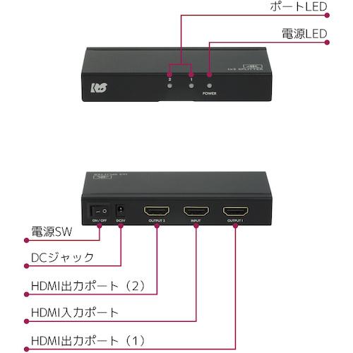 ラトックシステム 4K60Hz対応 1入力2出力 HDMI分配器 (1個) 品番：RS-HDSP2P-4KZ｜kougulandplus｜03