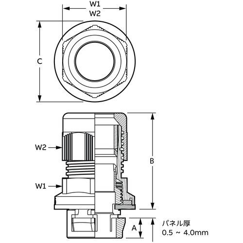 ABB クイックコネクト NPG-M251B クイックコネクト取り外しツール プッシュインケーブルグランド用 25MM 11-17MM ブラック 1個付 (1袋)の画像