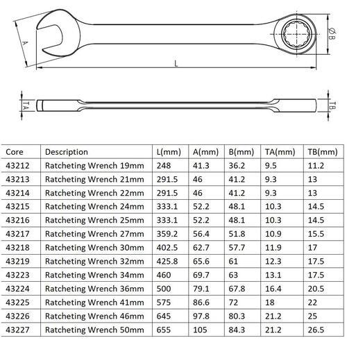 SATA 43225 コンビネーションラチェットレンチ 41mm (1丁)_5