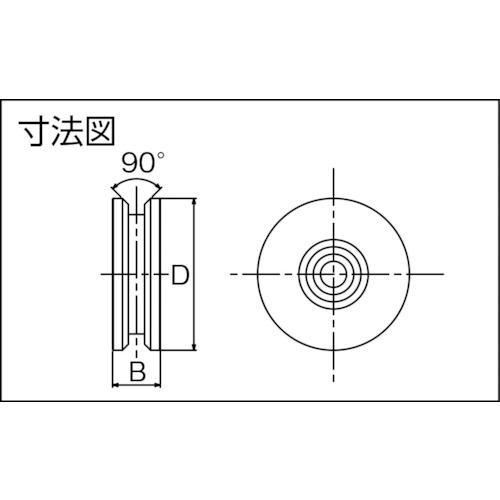 ダイケン　ステンレス製重量戸車用車　車径Φ90　(1個)　品番：DS-90V