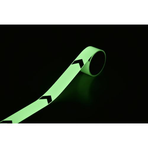 緑十字　高輝度蓄光ラインテープ(矢印付)　FLAY-5010　PET　(1巻)　品番：361007　50mm幅×10m　屋内用
