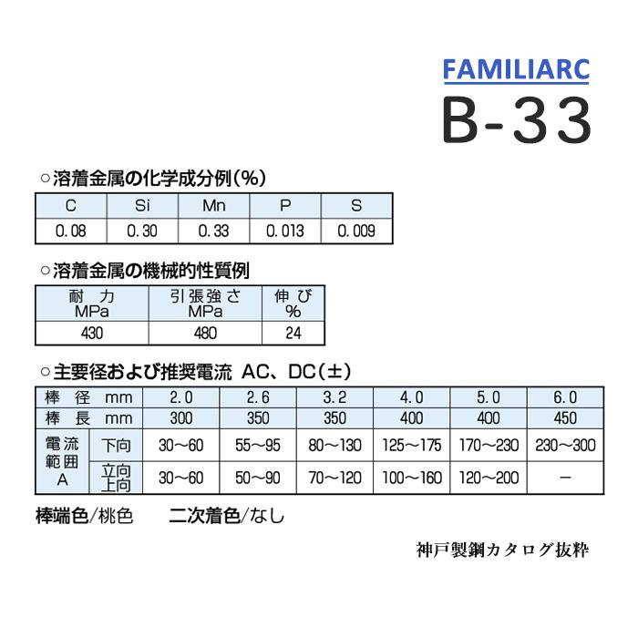 神戸製鋼 ( KOBELCO )　アーク溶接棒 　B-33 ( B33 )　φ 3.2mm 350mm 大箱 20kg｜kougunomikawaya｜03