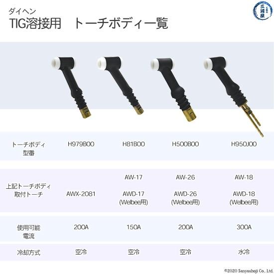 ダイヘン（DAIHEN） トーチボディ アングル 型 H950J00 TIG 溶接 