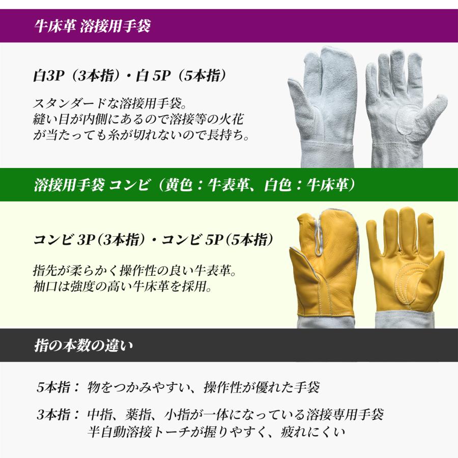 南村製作所 溶接用 牛革手袋 コンビ5P（コンピ5P）No.6055