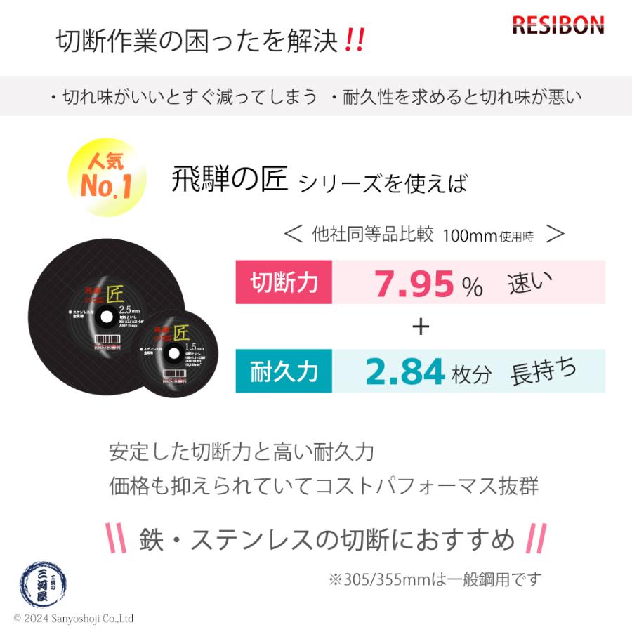 日本 レヂボン ( レジボン ) 切断砥石 飛騨の匠 180x1.7x22 Z46P 10枚 