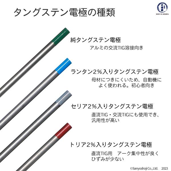 高圧ガス工業　TIG溶接 用 タングステン電極棒 ランタン ( 2％ 酸化ランタン 入)　φ 1.6mm 150mm ばら売り 1本｜kougunomikawaya｜05