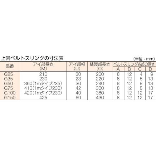 TRUSCO(トラスコ)　ベルトスリング　ＪＩＳ３等級　両端アイ形　１５０ｍｍＸ４．０ｍ　G150-40