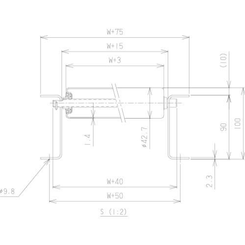 マキテック　スチール製ローラーコンベヤＲ４２１４Ｐ型１５００ＬＸ２００ＷＸ１００Ｐ　R4214PX1500L200W100P≪お取寄商品≫