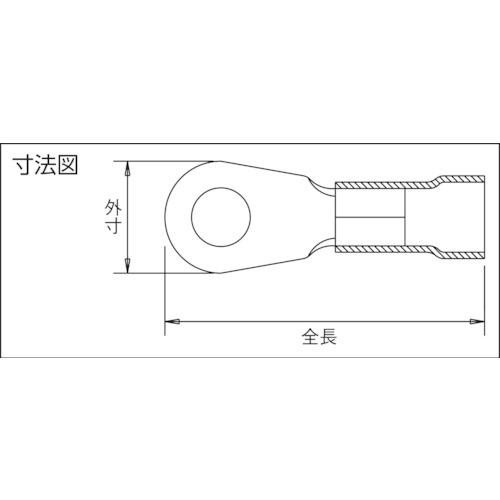 ストロングホールド　ビニール絶縁被覆付圧着端子（丸形）　電線サイズ：ＡＷＧ６／１４ｓｑ　取付ネジ：Ｍ５　２５個入り　ＥＶ６−１０Ｒ−Ｑ EV6-10R-Q｜kougurakuichi｜02