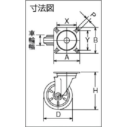 シシク　ステンレスキャスター　ウレタン車輪付自在　SUNJ-200-POTH