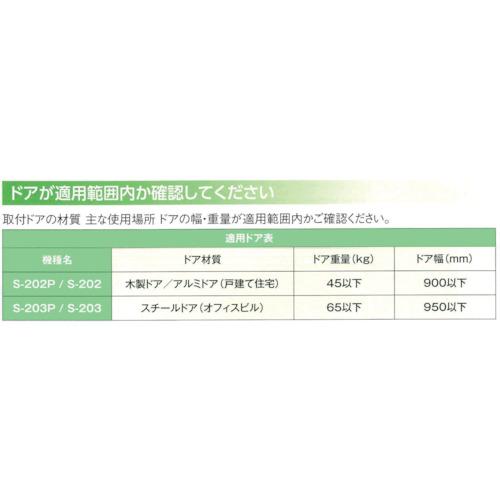 リョービ　取替用ドアクローザ　パラレル型　S-203P