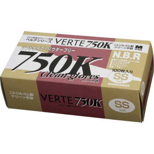 ミドリ安全　ニトリル使い捨て手袋　粉なし　青　ＳＳ　（１００枚入） VERTE-750K-SS｜kougurakuichi｜02