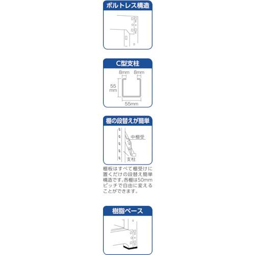 TRUSCO(トラスコ) スチールラック Ｍ５型中量棚 １２００×４７１×Ｈ１５００ ５段 単体 ネオグレー M5-5455 NG≪L≫の画像