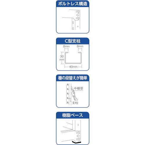 TRUSCO(トラスコ) スチールラック Ｍ１．５型軽中量棚 ８６０×５９５×Ｈ１８００ ５段連結 ネオグレー M1.5-6365B NG≪L≫の画像