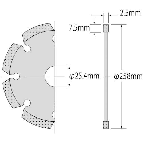 エビ　ダイヤモンドカッター　レーザー（乾式）　２５８ｍｍ　穴径２５．４ｍｍ SL255254_1