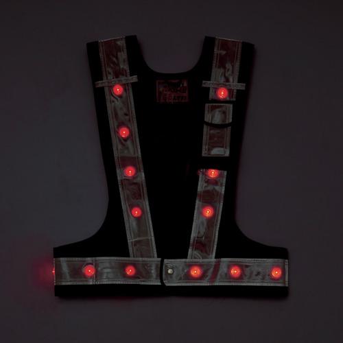 日本緑十字社 緑十字 多機能LEDセーフティベスト 紺／赤発光／白