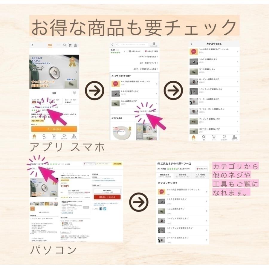 キズ防止ワッシャー、L型工具付 盗難防止ネジ 二輪車のナンバープレートねじ交換用 2本セット ステンレス トルクス スリムヘッド ボルト 低頭 フラット |  | 08