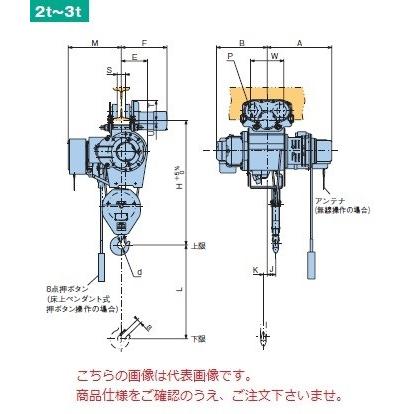 【直送品】 日立 普通形ホイスト Super Vシリーズ 2t/揚程 6m ペンダント式 (2M-T75-V3) (巻上のみインバータ・電動トロリ付) 【送料別】 :k-hits-2m-t-v:工具屋さんYahoo!店 - 通販 - Yahoo!ショッピング