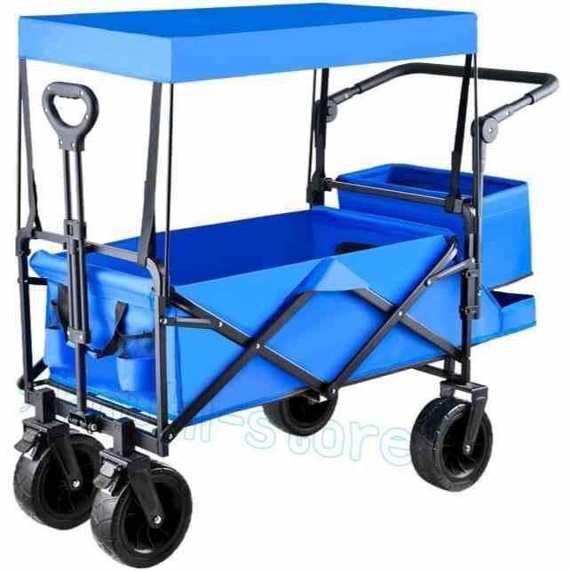 キャリーワゴン 屋根付き 大容量180L 耐荷重225kg アウトドアワゴン 特大タイヤ 折りたたみ式 キャリーカート ワンタッチ収束式 組立不要 ショッピングカート 台_2
