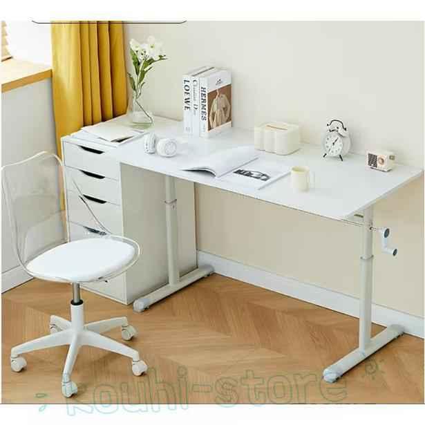 デスク 机 昇降式 高さ調整 65?90cm PCデスク ホワイト 幅80/100cm