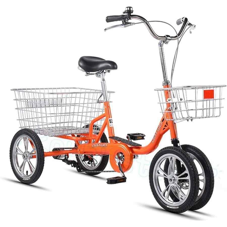 四輪自転車 トライククルーザーバイク、大人三輪車、14インチ4輪ダブル 