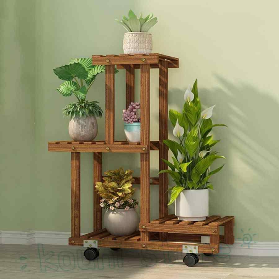 フラワースタンド，フラワースタンド 室内，植物 棚，観葉植物 スタンド，木造植木鉢スタンド高低植木鉢スタンド収納ディスプレイスタンドガーデンテラスコーナ_1