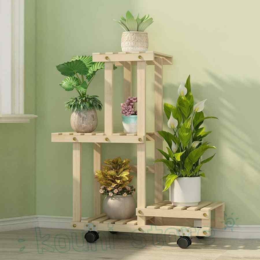 フラワースタンド，フラワースタンド 室内，植物 棚，観葉植物 スタンド，木造植木鉢スタンド高低植木鉢スタンド収納ディスプレイスタンドガーデンテラスコーナ_2