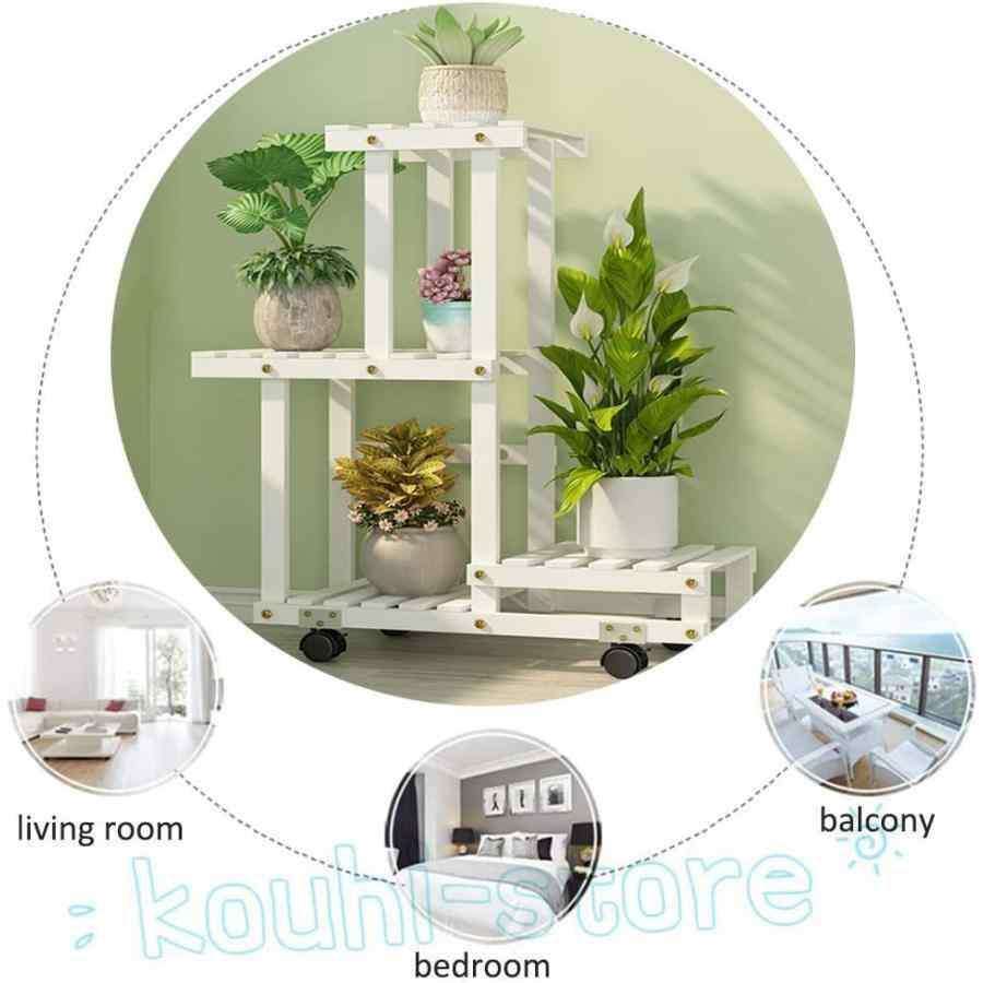 フラワースタンド，フラワースタンド 室内，植物 棚，観葉植物 スタンド，木造植木鉢スタンド高低植木鉢スタンド収納ディスプレイスタンドガーデンテラスコーナ_4
