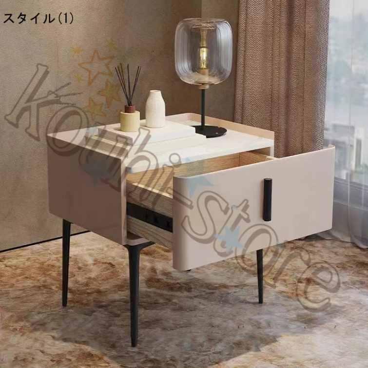 ナイトテーブル サイドテーブル 幅50cm セラミック ホワイト グレー 白