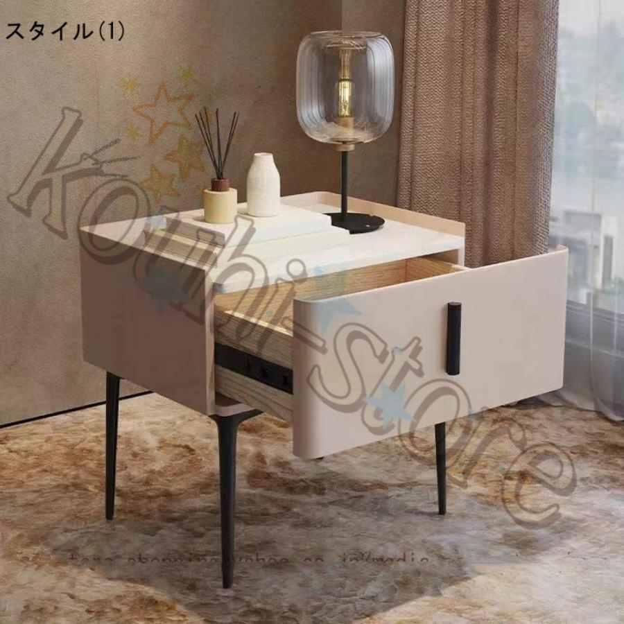 ナイトテーブル サイドテーブル 幅50cm セラミック ホワイト グレー 白