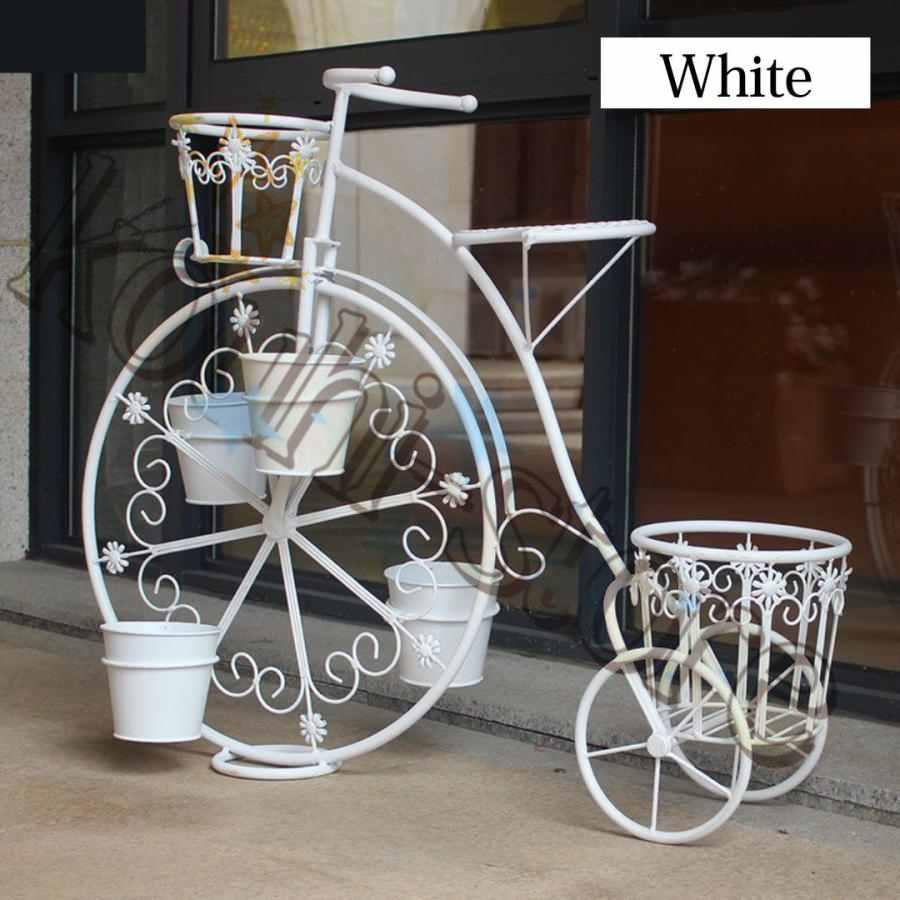 フラワースタンド 自転車型 アンティーク調 フラワーポット グリーン